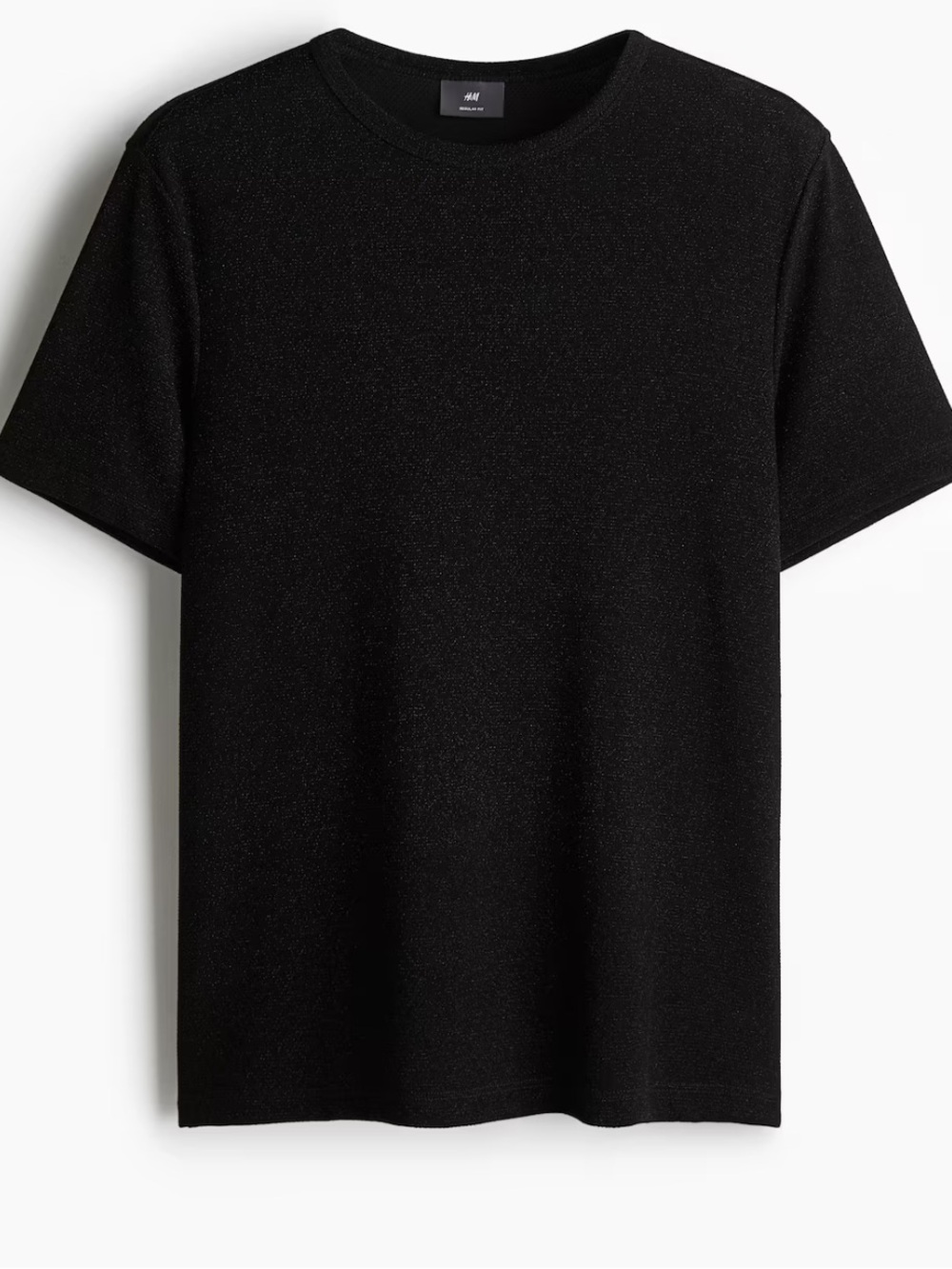 H&M Men’s REGULAR FIT GLITTERY T-SHIRT Black